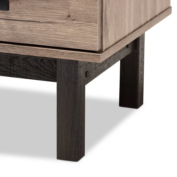 Arend Two-Tone Oak and Wood 2 Drawer End Table Brown - Baxton Studio