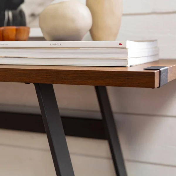 Carbon Loft Kenyon Metal Wrap Entry Table - Dark Walnut