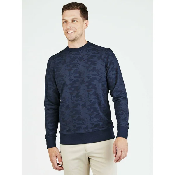 Tasc Varsity French Terry Sweatshirt Navy Camo, Small