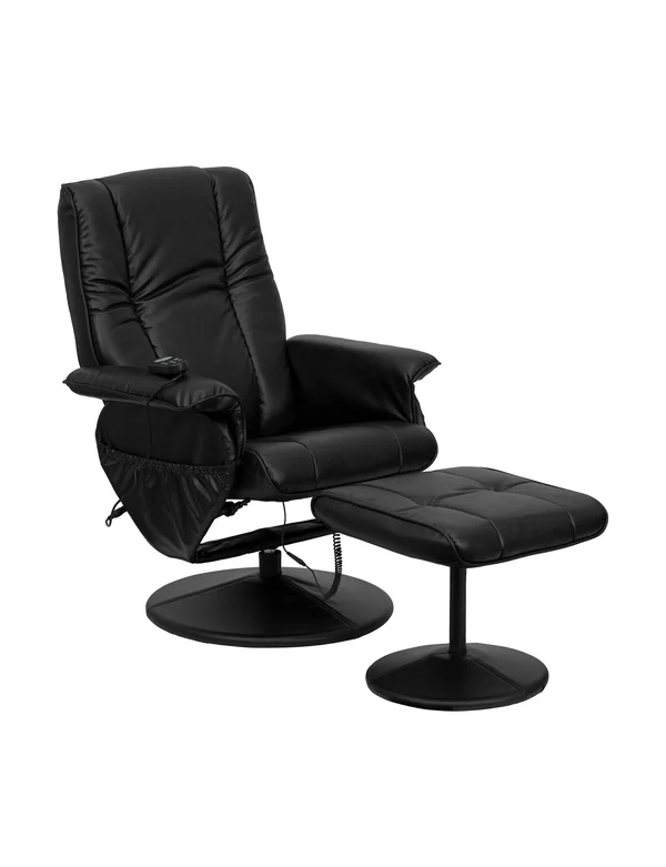 Flash Furniture Recliner and Ottoman, Black