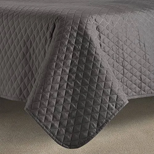 Comfy Bedding 3-Piece Bedspread Coverlet Set Extra Lightweight and Oversized Diamond Embossed - King/Cal King Charcoal