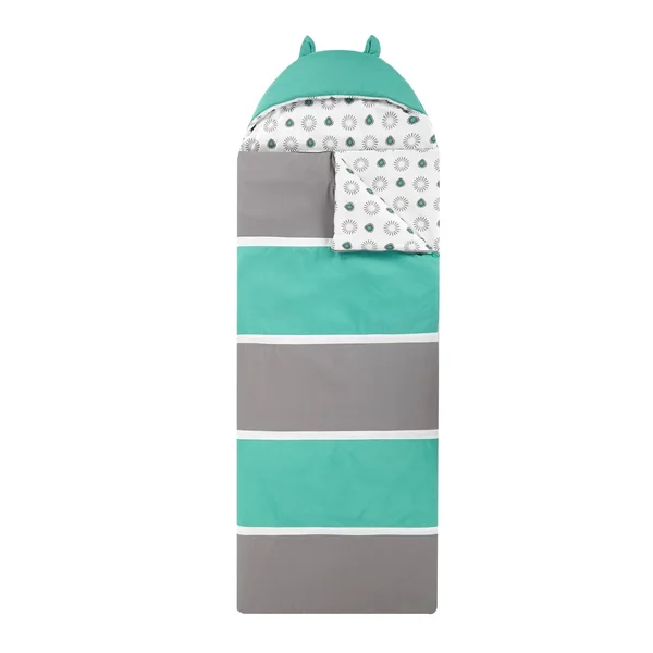 Chic Home Holger Sleeping Bag with Cat Ear Hood with Geometric Pattern - Navy/Red/White, Size: Twin Xlong