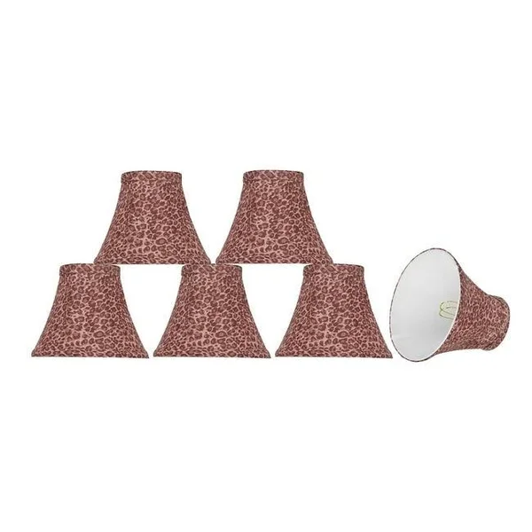 Aspen Creative 30068-6 Small Bell Shape Chandelier Clip-On Lamp Shade Set (6 Pack) - Transitional Design in Red Leopard Pattern