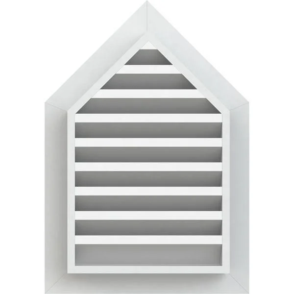 26 inchw x 24 inchh Peaked Top Gable Vent (31 inchw x 29 3/8 inchh Frame Size) 12/12 Pitch: Functional, PVC Gable Vent w/ 1 inch