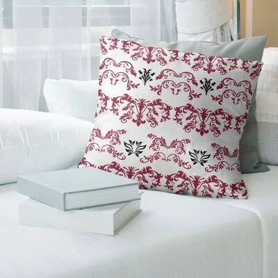 Arizona Football Baroque Square Pillow Cover East Urban Home Color: White/Pink/Black, Size: 26x22 x 26