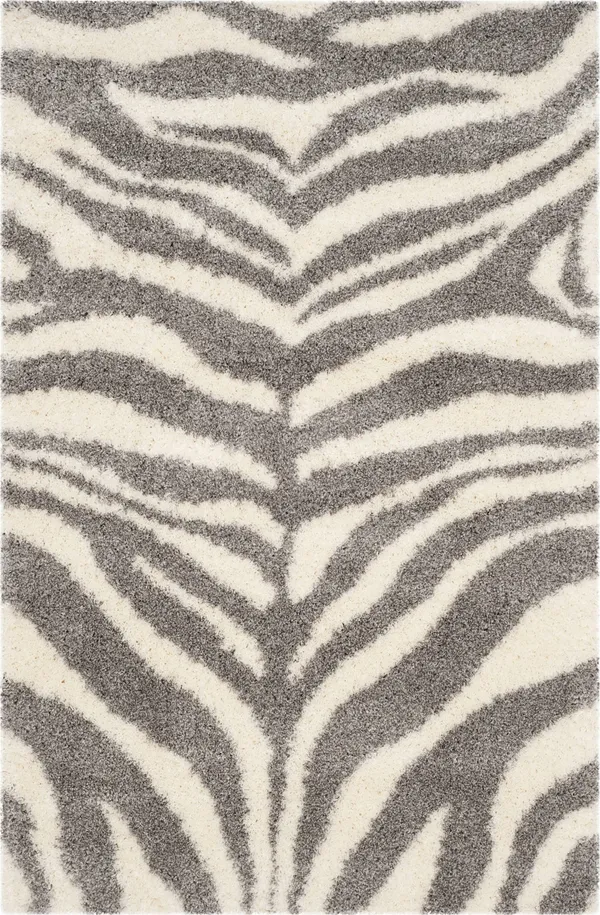 Safavieh PTS215A-29 2 ft. 3 in. x 9 ft. Portofino Shag Rectangle Rug Ivory & Grey
