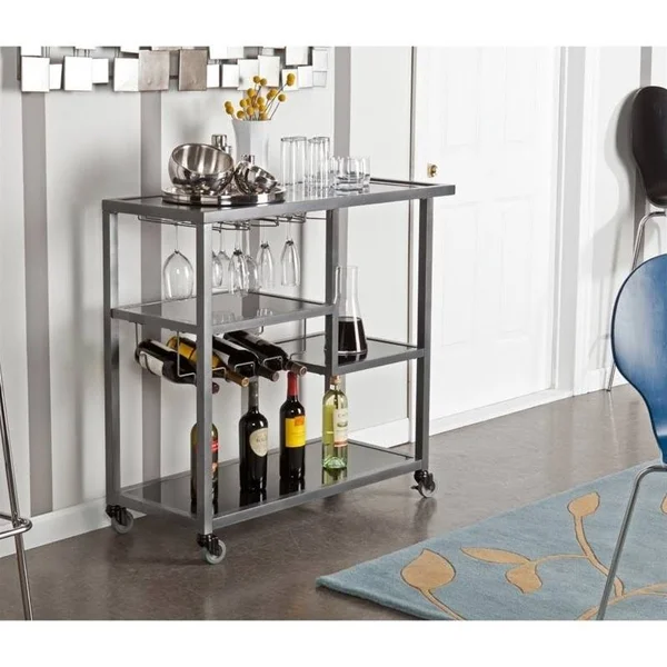 Pemberly Row Bar Cart in Gunmetal Gray