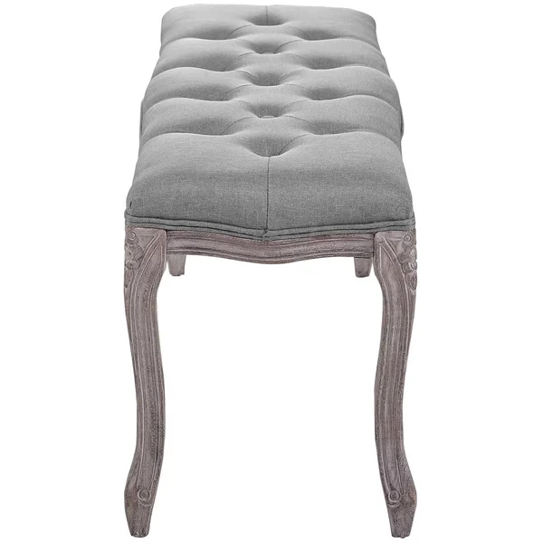 Modway Light Gray Regal Vintage French Upholstered Fabric Bench