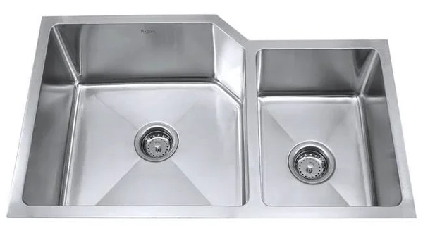 Kraus KHU123-32-KPF2120-SD20 32x22 Undermount Double Bowl Stainless Steel Kitchen Sink with Kitchen Faucet and Soap Dispenser