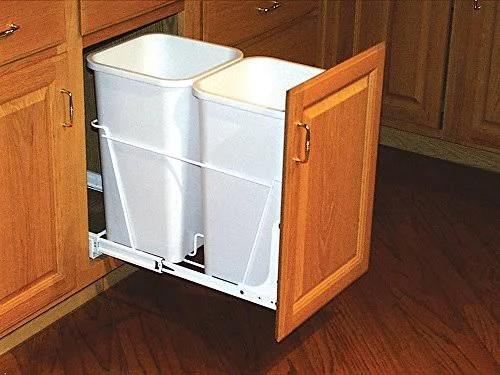 Rev-A-Shelf RV-15PB-2 S Double 27 Quart Pull-Out Kitchen Garbage Recycling Waste Containers White