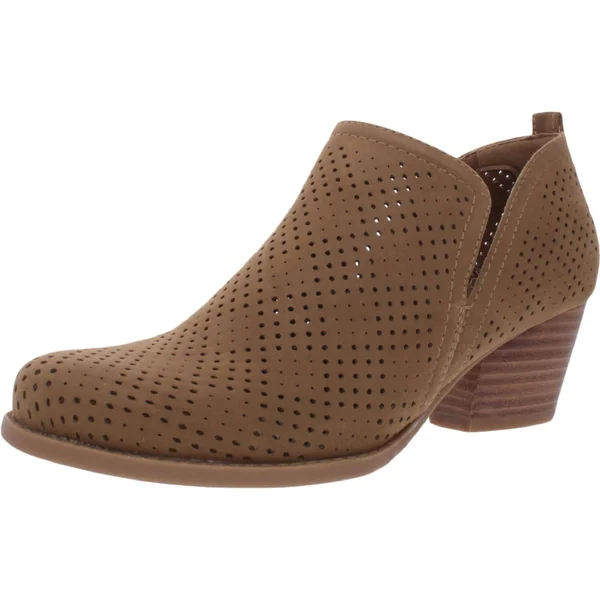Baretraps Rizzo Womens Suede Block Heel Ankle Boots - Cognac