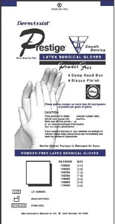 Innovative Healthcare DermAssist Prestige Surgical Glove, Powder-Free Latex, 6.5x22