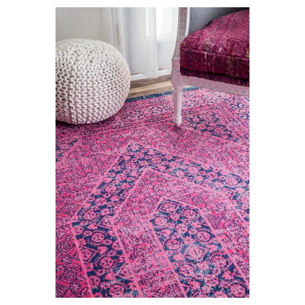 nuLOOM Freda Vintage Floral Garden Pink 4& x 6& Area Rug