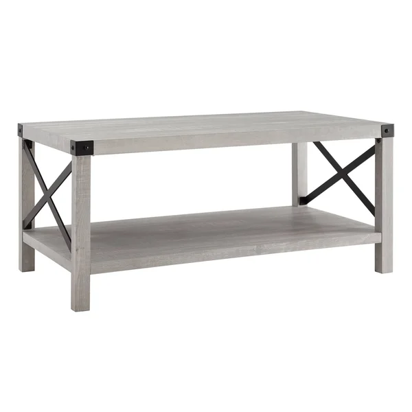 Sophie Rustic Farmhouse x Frame Coffee Table Stone Gray - Saracina Home