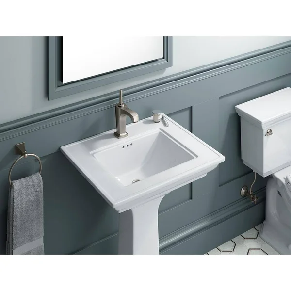 KOHLER K-2344-1-0 Memoirs Stately 24 In. Pedestal Bathroom Sink with Single Faucet Hole, White