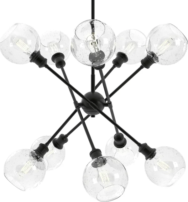 Golden Lighting 1945-10 BLK-GLOBE-SD Axel 10 Light Chandelier (with Shades) in Matte Black
