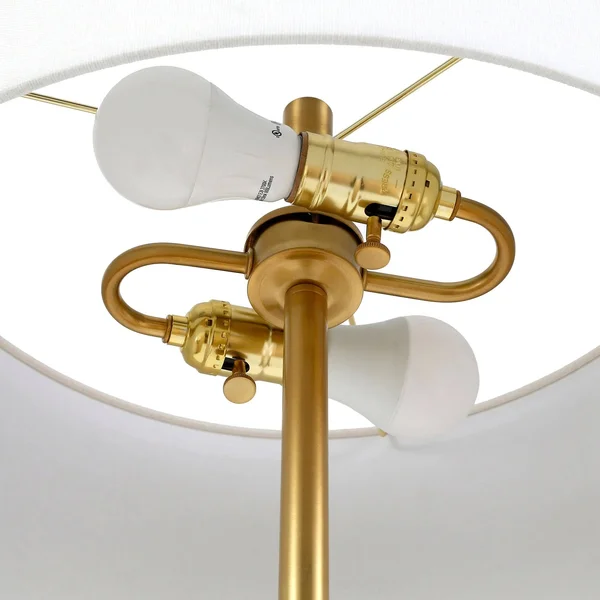 Simone 61-1/2 in. Matte White and Brass 2-Bulb Floor Lamp
