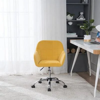 Swivel Computer Task Chair with Adjustable Height in Navy Everly Quinn Upholstery Color: Yellow