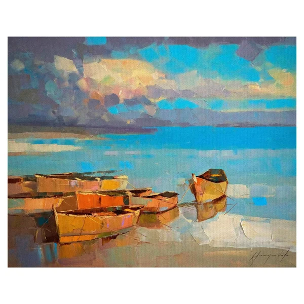 Fine Art Canvas Masterpiece Art Gallery Fishing Boats by Vahe Yeremyan Canvas Art Print, Size: 30 x 40