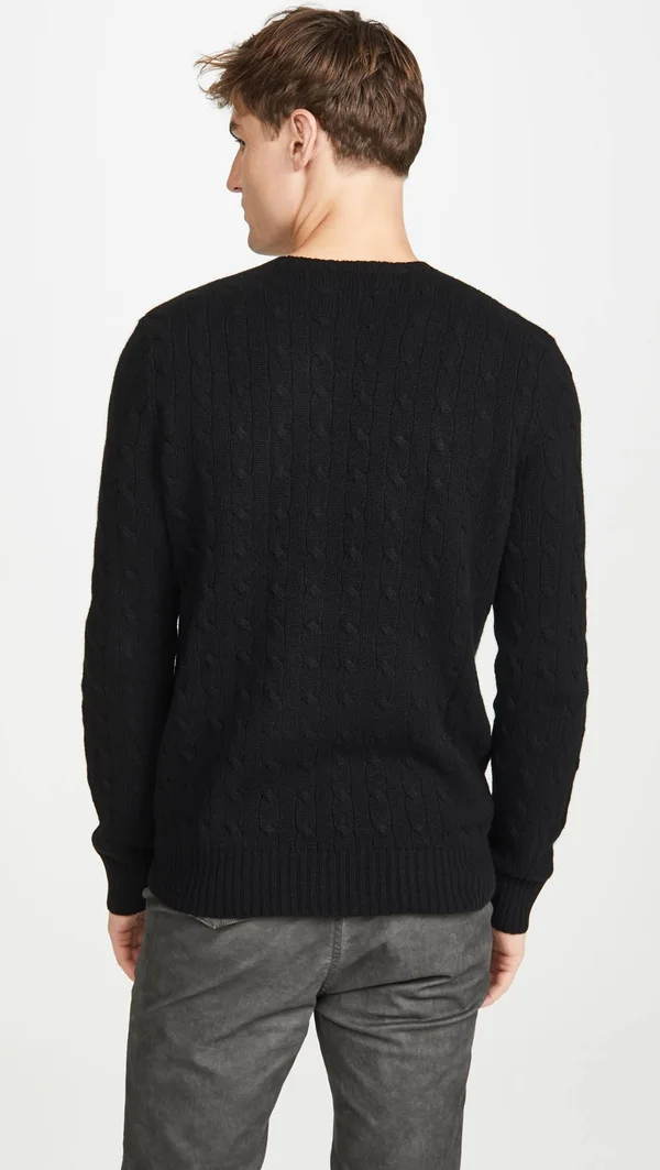 Polo Ralph Lauren Cable-Knit Cashmere Sweater: Men's - Polo Black, M