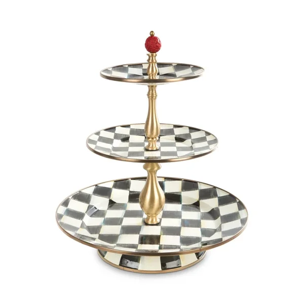 MacKenzie-Childs - Courtly Check Enamel Three Tier Sweet Stand