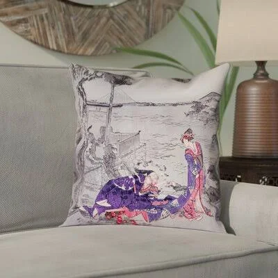 Enya Japanese Courtesan Square Cotton Pillow Cover Bloomsbury Market Color: Indigo, Size: 14x22 x 14x22