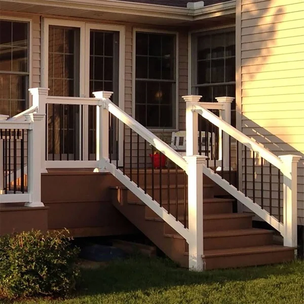 Deck Railing Finyl Line T-Top Vinyl White Round Level, 6 ft. x 36 in.