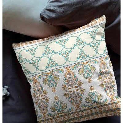 Gerton Square Pillow Cover & Insert Bungalow Rose Color: Orange/Teal - Size: 20x22 x 20