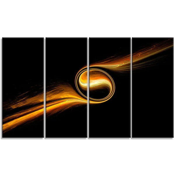 Designart 'Fractal 3D Dancing Yellow Design' 4 Piece Graphic Art on Wrapped Canvas Set