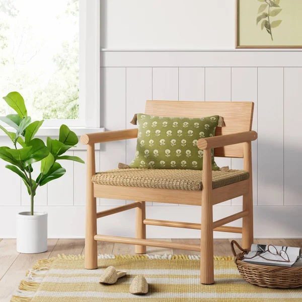 Nichols Rustic Wood Chair with Woven Seat Natural - Threshold