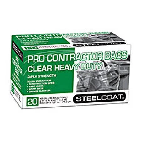 Petoskey Plastics Fg-p9934-51 SteelCoat Contractor Heavy Duty Trash Bags 42 Gallon 3 Mil Clear - Size: One Size