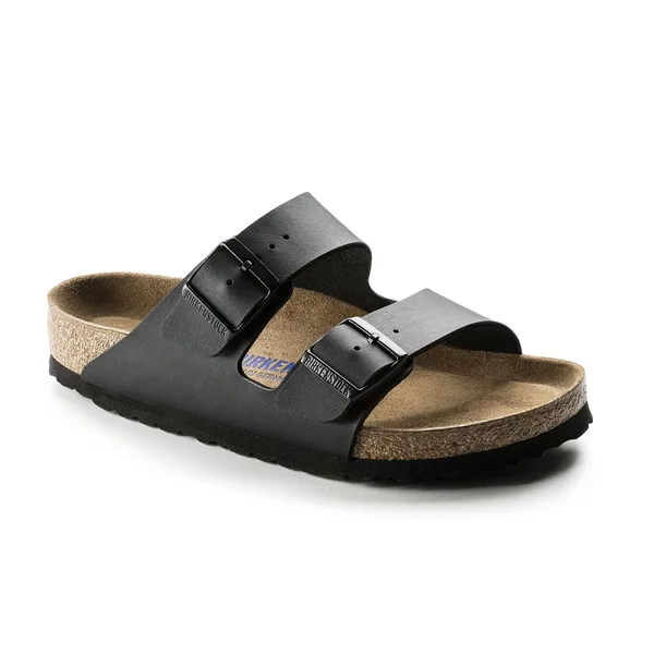 Birkenstock Arizona Birko-Flor Soft Footbed Black Leather Sandal - 11M, 9M
