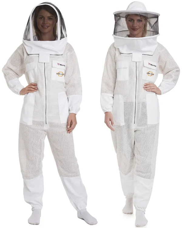 Natural Apiary - Zephyros Protect Beekeeping Suit - White - Clear View Fencing Veil - Keep Fresh & Comfortable with Maximum
