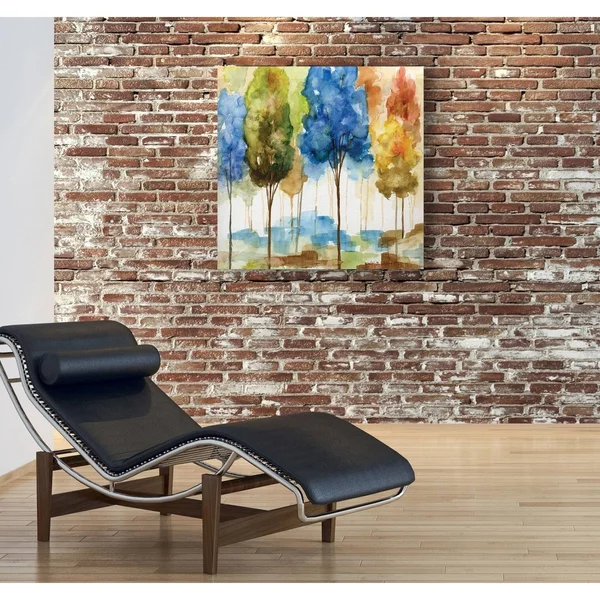 Wexford Home Magical Forest II -Gallery Wrapped Canvas - Yellow - Blue, Green, Red, Black, White 24x24, Size: 24 x 24