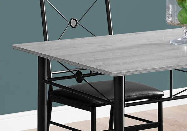 63x22 x 76x22 x 102x22 Grey Black Foam Metal - 5pcs Dining Set