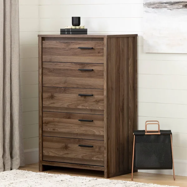 South Shore Lensky 5-Drawer Chest - Natural Walnut