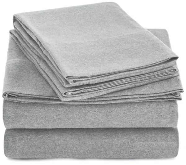 AmazonBasics Heather Jersey Sheet Set - Queen - Light Gray, 102 x 90 inches