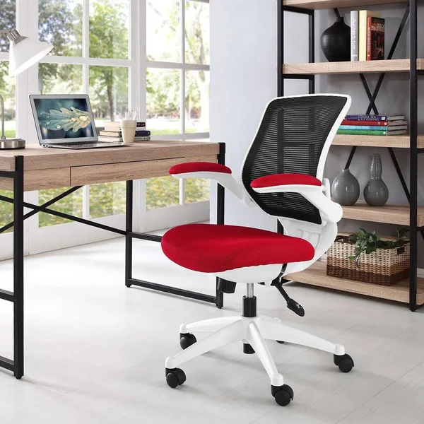 Porch & den Tonti White Frame Mesh Seat Office Chair - Grey