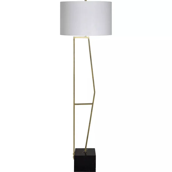 Notre Dame Design LPF3117 Geva Floor Lamp, Antique Brushed Plated Brass, Black Marble