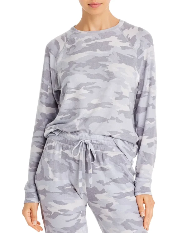 Beyond Yoga Favorite Printed Raglan Crewneck Pullover - Gray Black Camo, Women's, XL