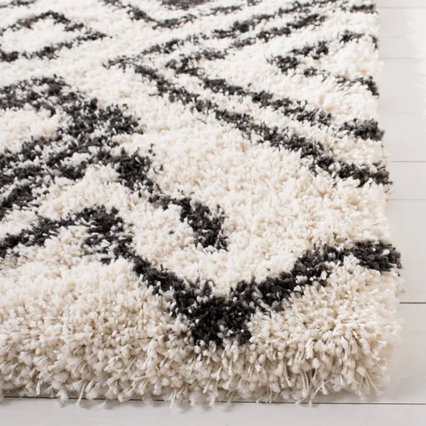 Safavieh Belize Shag SGB488B 8&6x22 x 12&0x22 Ivory - Charcoal Area Rug
