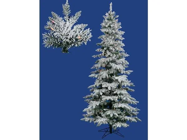 Vickerman 6.5 ft. Flocked Slim Utica Fir Multi Dura-Lit Christmas Tree