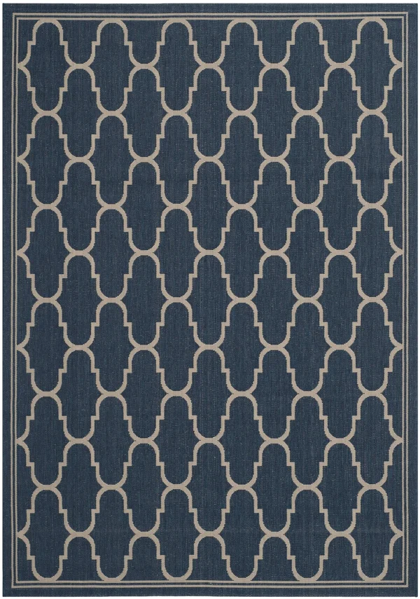 Safavieh Courtyard Navy & Beige 4& x 5&-7x22 Indoor/Outdoor Rug