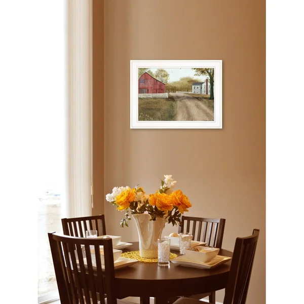 TrendyDecor4U Summer in The Country by Billy Jacobs - Ready to Hang Framed Print, White Frame
