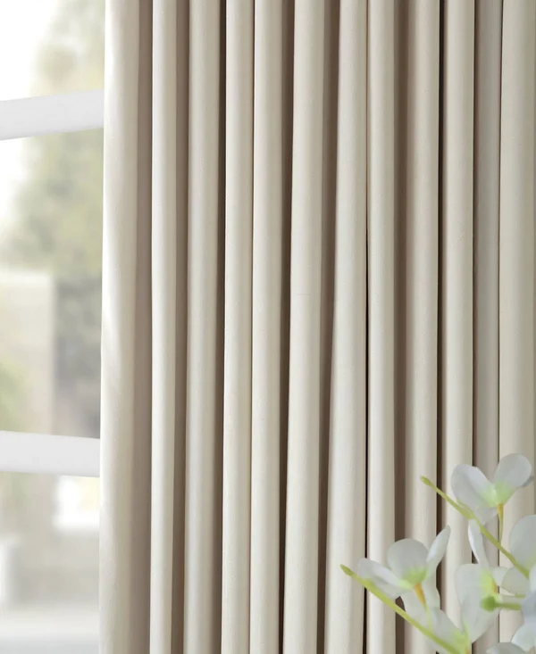 Ivory Velvet Blackout Extra Wide Curtain PANEL, Beige