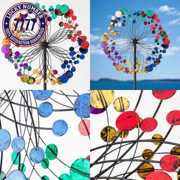 Bits and Pieces - Metallic Kaleidoscope Wind Spinner - Garden D閏or - Weather Safe Finish Makes for Great Addition to Your Garde