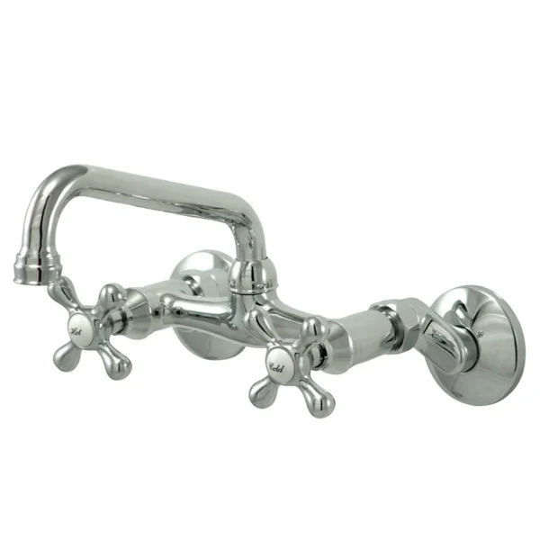 Kingston Brass Ks213sb Magellan 6x22 Adjustable Center Wall Mount Kitchen Faucet, Brushed Brass