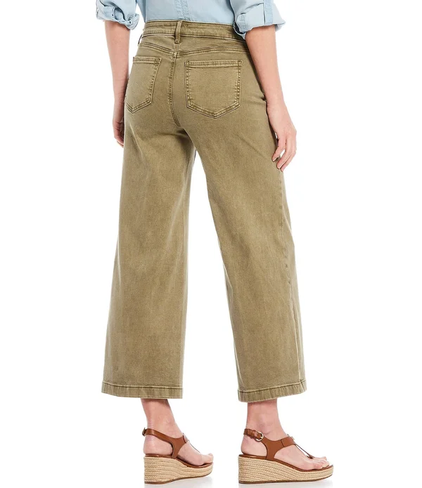 Petite Women's Nydj Teresa Cropped Wide Leg Jeans - Size 00p - Green