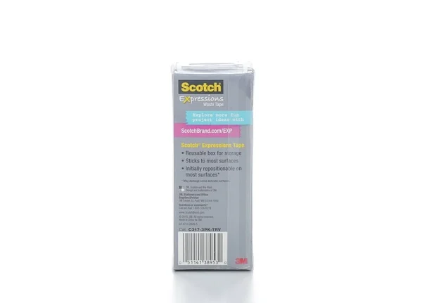 Scotch Expressions Washi Tape - Multi-Pack with Storage Box, Neon Pink, Travel, 3 Rolls (C317-3PK-TRV)