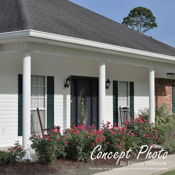 6x22 x 8& Endura-Aluminum Column, Round Shaft (Load-Bearing 20, 000 lbs), Non-Tapered, Fluted, Textured White Finish w/ Capital u